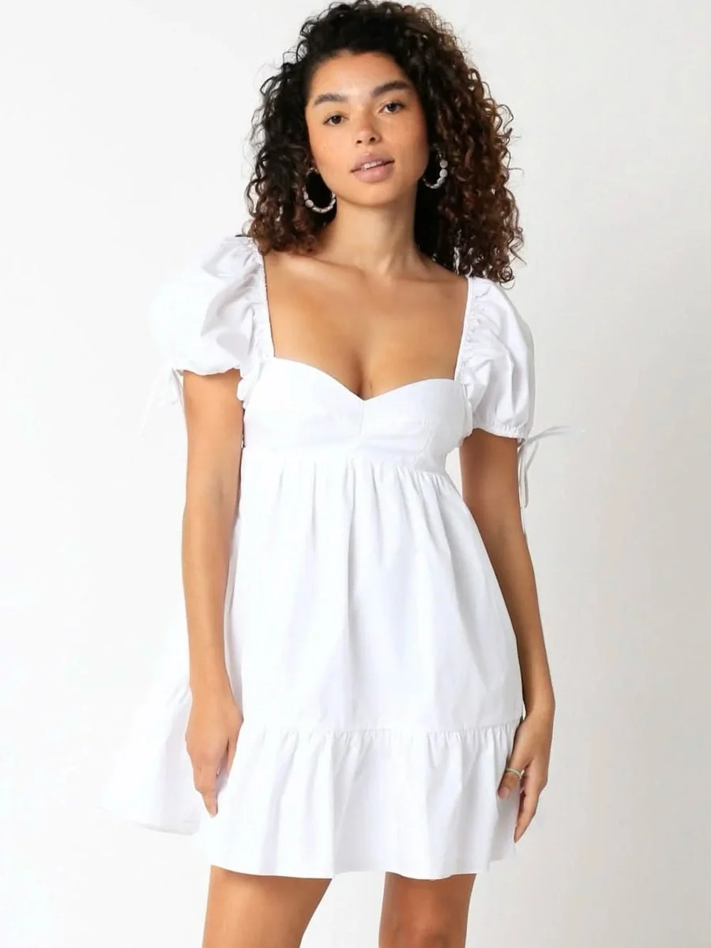 Amanda Uprichard | White Puff Sleeve Sicily Babydoll Mini Dress ~ XS
